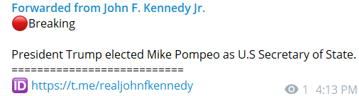 POTUS elected Pompeo as SS